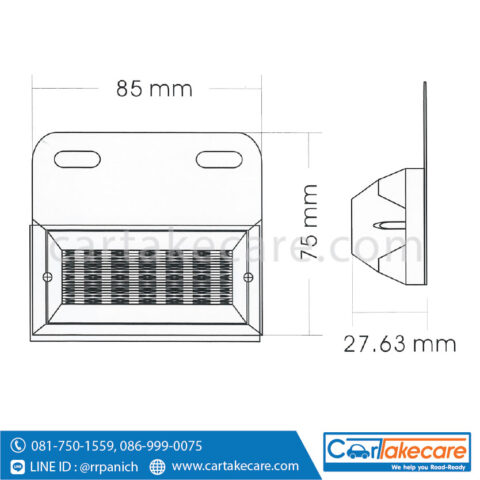 ไฟราวข้าง led รถบรรทุก 24V เหลี่ยม 12 led