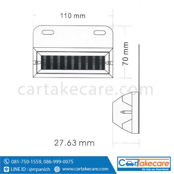 ไฟราวข้าง led รถบรรทุก 24V เหลี่ยม 18 led