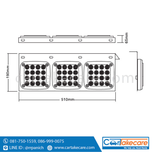 ไฟท้าย รถบรรทุก 24V 3 ตอน jcm led