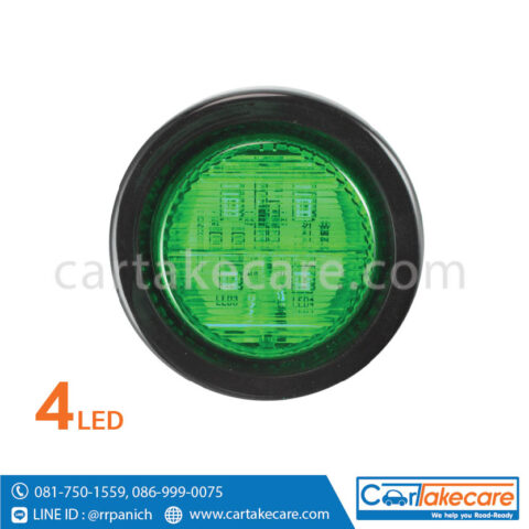 ไฟท้าย led รถบรรทุก 2 นิ้ว ขอบยาง 4 led เขียว