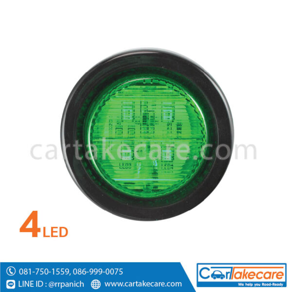 ไฟท้าย led รถบรรทุก 2 นิ้ว ขอบยาง 4 led เขียว